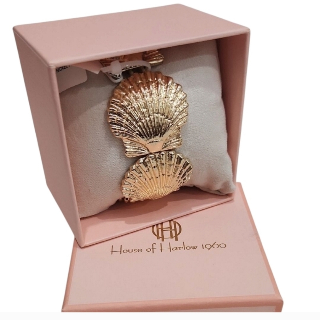House Of Harlow 1960 Scallop Gold-Tone Shell Stretch Bracelet 60$